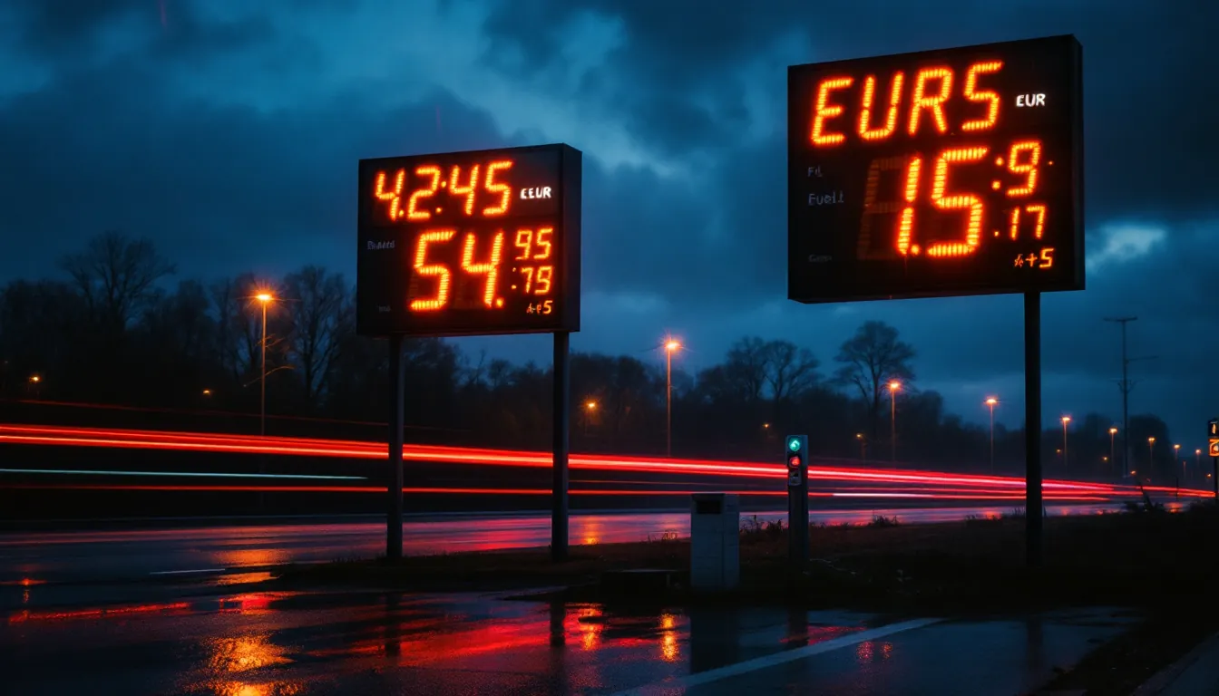 Preistafel einer Tankstelle mit Diesel über Super E10